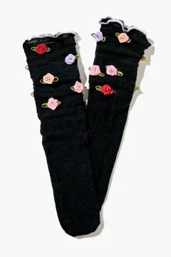 Rose Applique Lace Crew Socks
