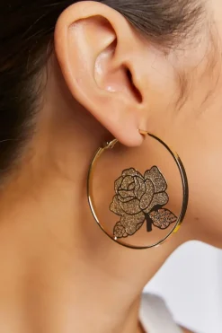 Rose Hoop Earrings