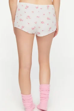Rose Print Ruched Lounge Shorts