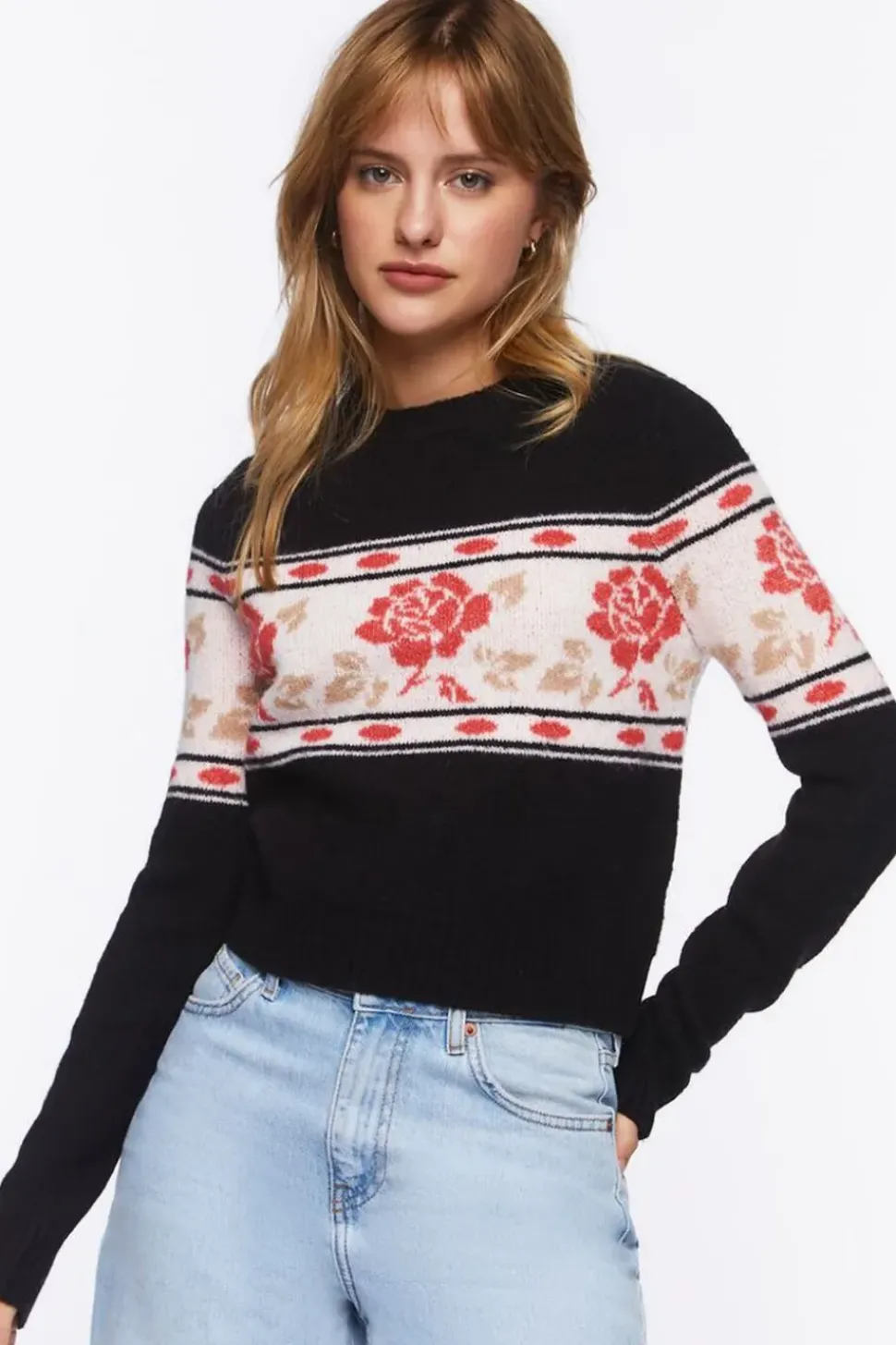 Rose Print Sweater
