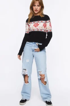 Rose Print Sweater