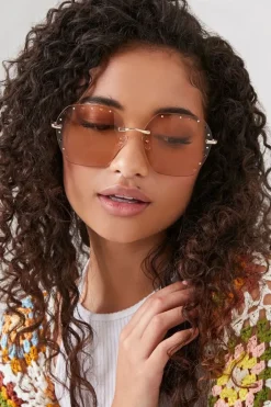 Round Rimless Sunglasses