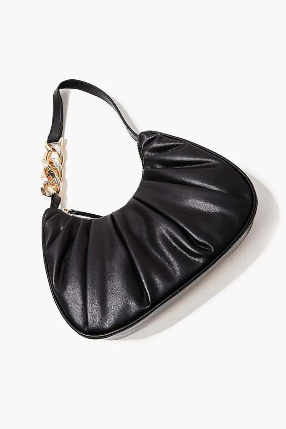 Ruched Baguette Shoulder Bag