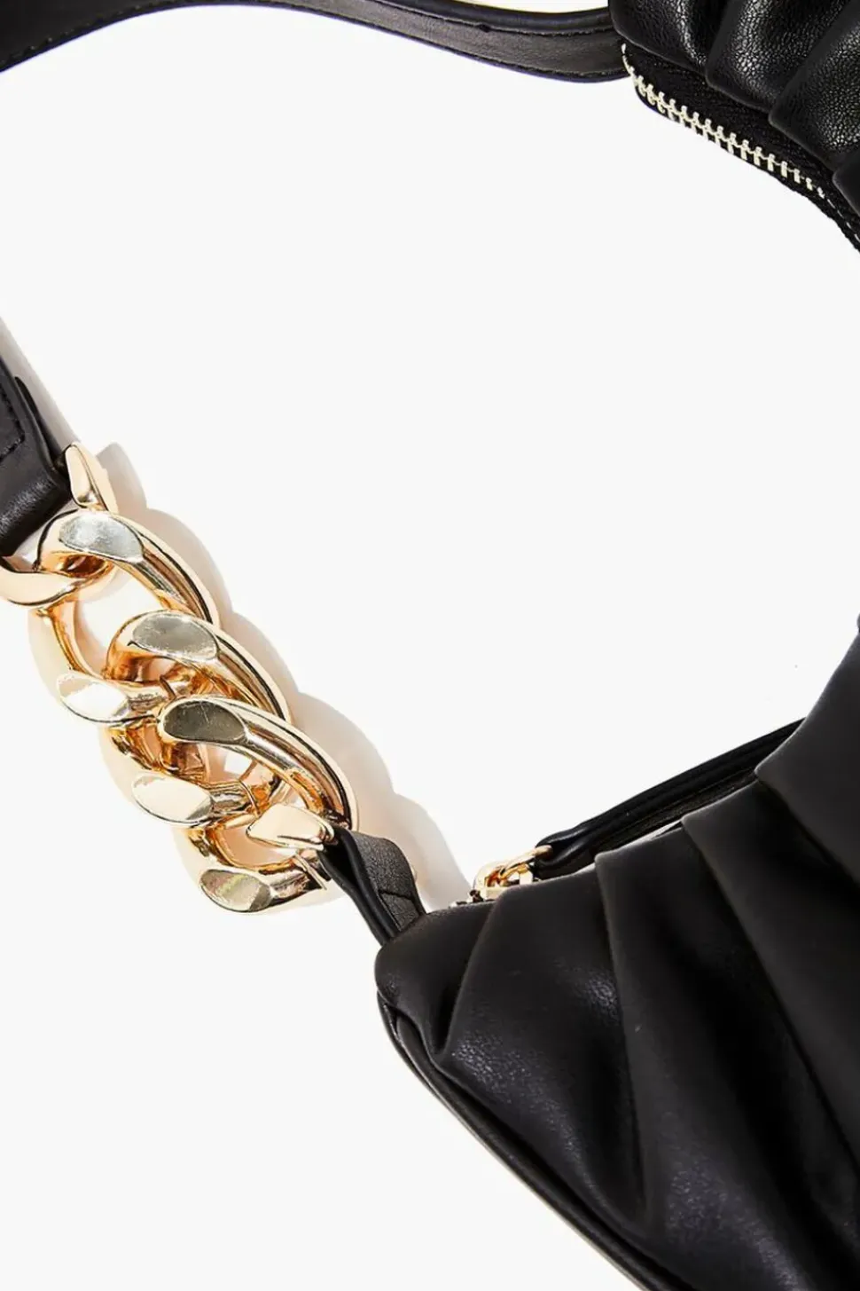 Ruched Baguette Shoulder Bag