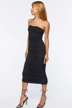 Ruched Bodycon Midi Dress