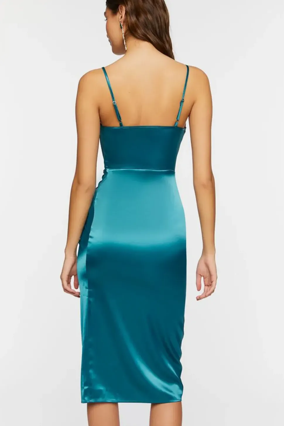 Ruched Bustier Satin Midi Dress
