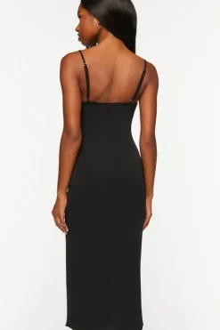 Ruched Cowl Neck Cami Midi Dress