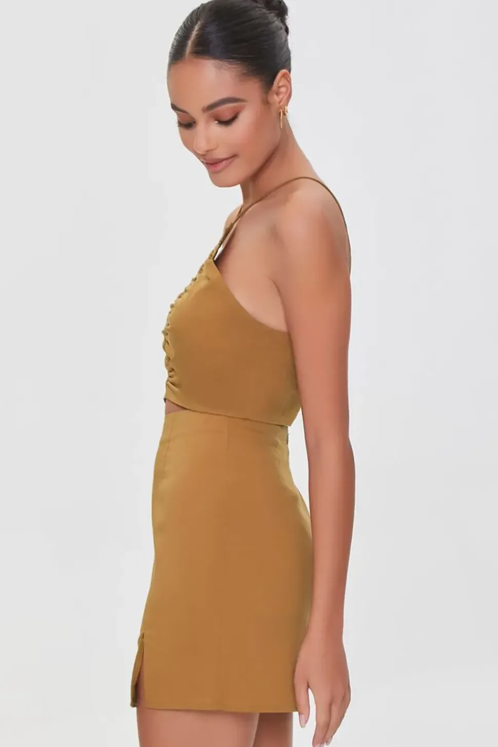 Ruched Cropped Cami & Mini Skirt Set