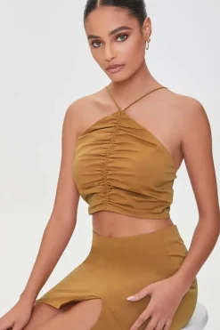 Ruched Cropped Cami & Mini Skirt Set