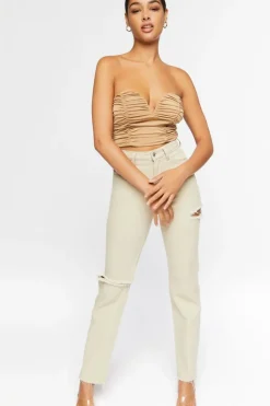 Ruched Cropped Tube Top