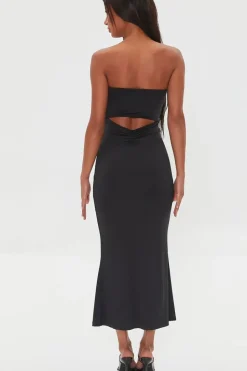 Ruched Cutout Maxi Tube Dress