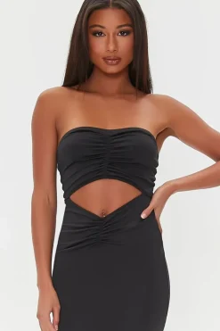 Ruched Cutout Maxi Tube Dress