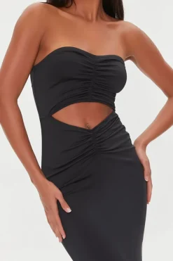 Ruched Cutout Maxi Tube Dress