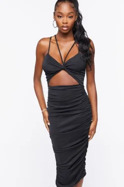 Ruched Cutout Midi Dress
