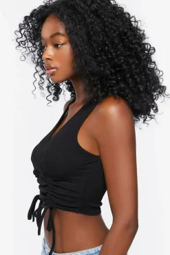 Ruched Drawstring Crop Top
