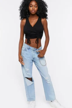 Ruched Drawstring Crop Top