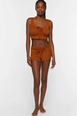 Ruched Drawstring Lounge Shorts