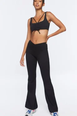 Ruched Drawstring Sports Bra