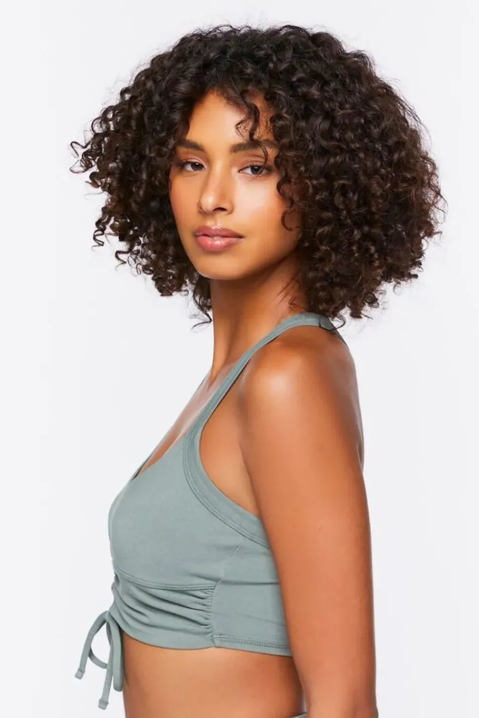 Ruched Drawstring Sports Bra