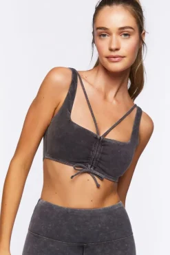 Ruched Drawstring Sports Bra