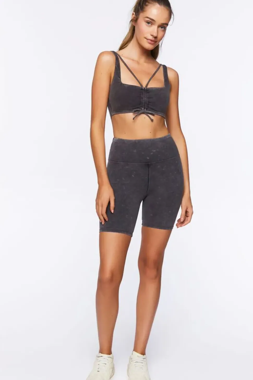 Ruched Drawstring Sports Bra