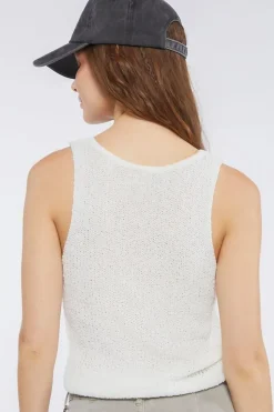 Ruched Drawstring Sweater-Knit Top