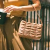Ruched Faux Leather Crossbody Bag