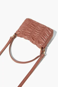 Ruched Faux Leather Crossbody Bag