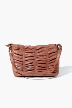 Ruched Faux Leather Crossbody Bag