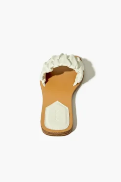 Ruched Faux Leather Flat Sandals