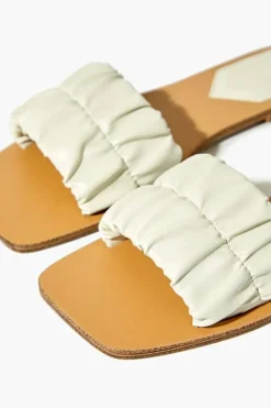Ruched Faux Leather Flat Sandals