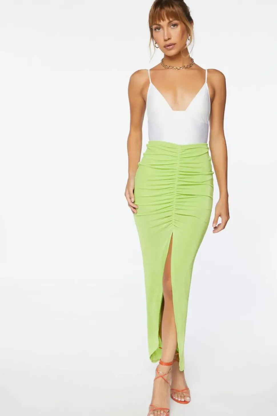 Ruched High-Low Skirt