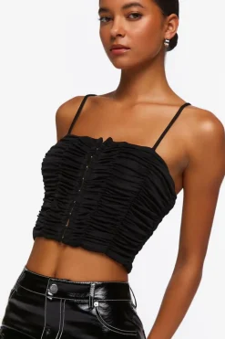 Ruched Hook-And-Eye Cropped Cami