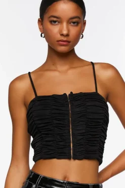 Ruched Hook-And-Eye Cropped Cami