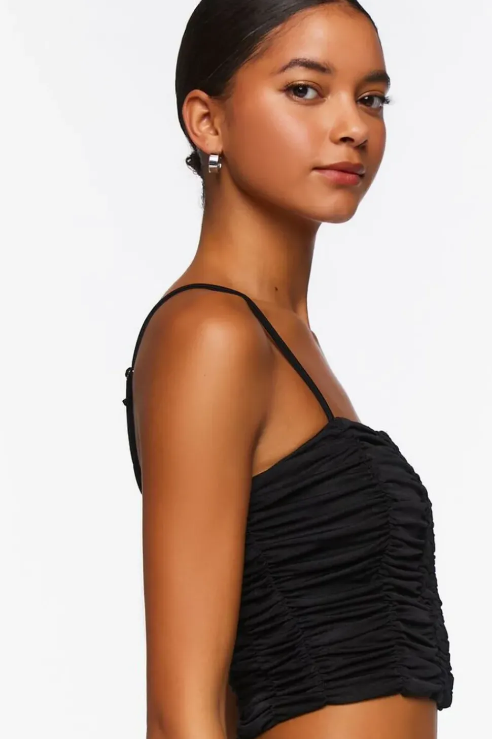 Ruched Hook-And-Eye Cropped Cami