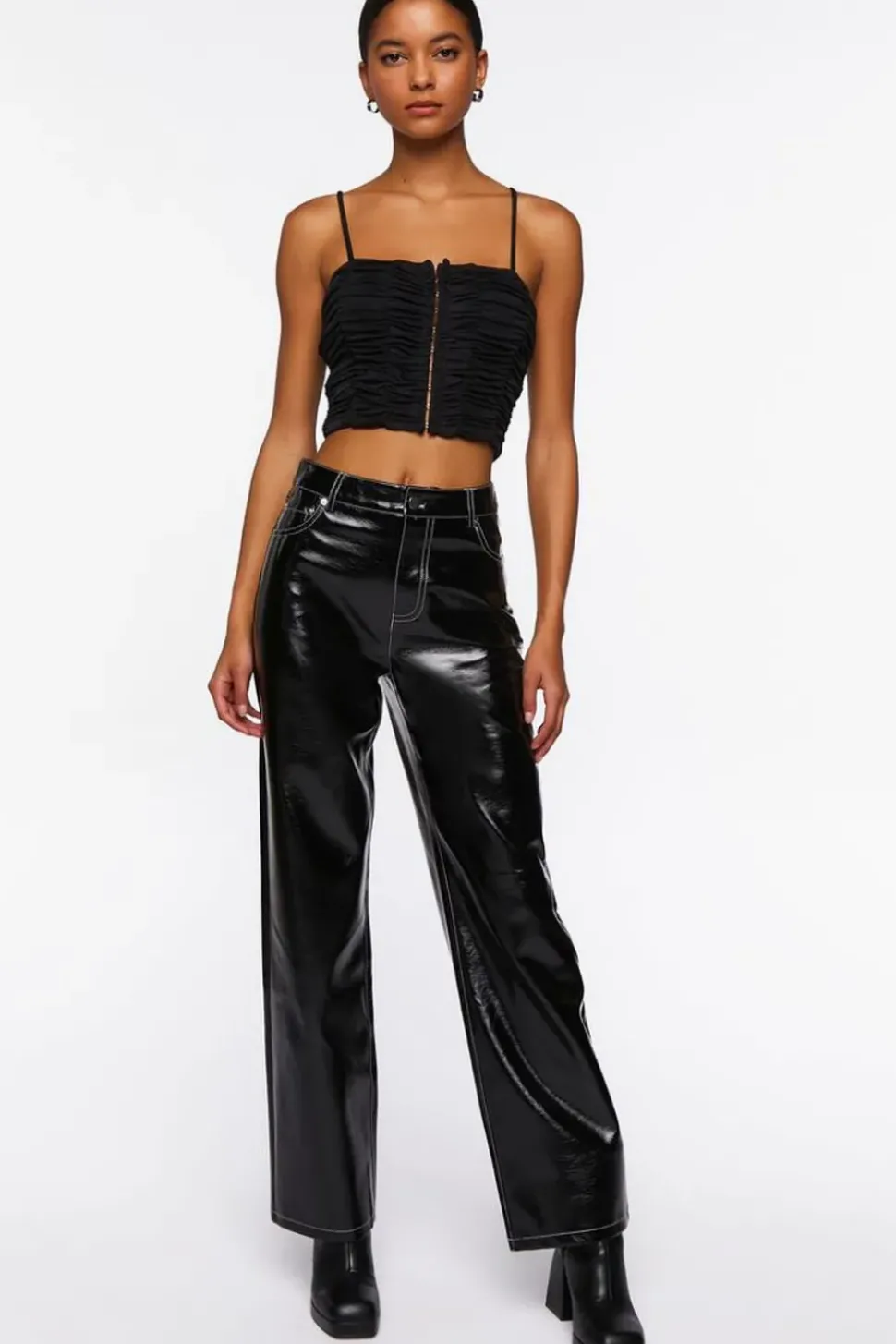 Ruched Hook-And-Eye Cropped Cami