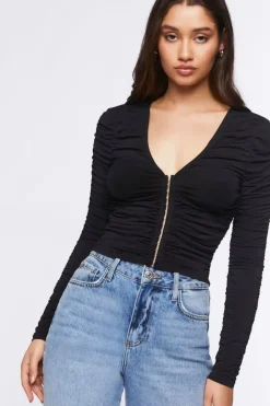 Ruched Hook-And-Eye Top