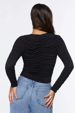 Ruched Hook-And-Eye Top