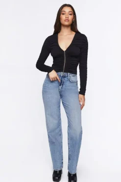 Ruched Hook-And-Eye Top