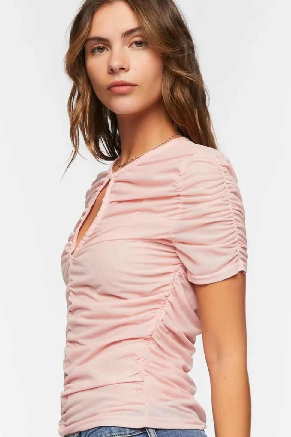Ruched Keyhole Top