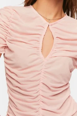 Ruched Keyhole Top