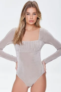 Ruched Long-Sleeve Bodysuit