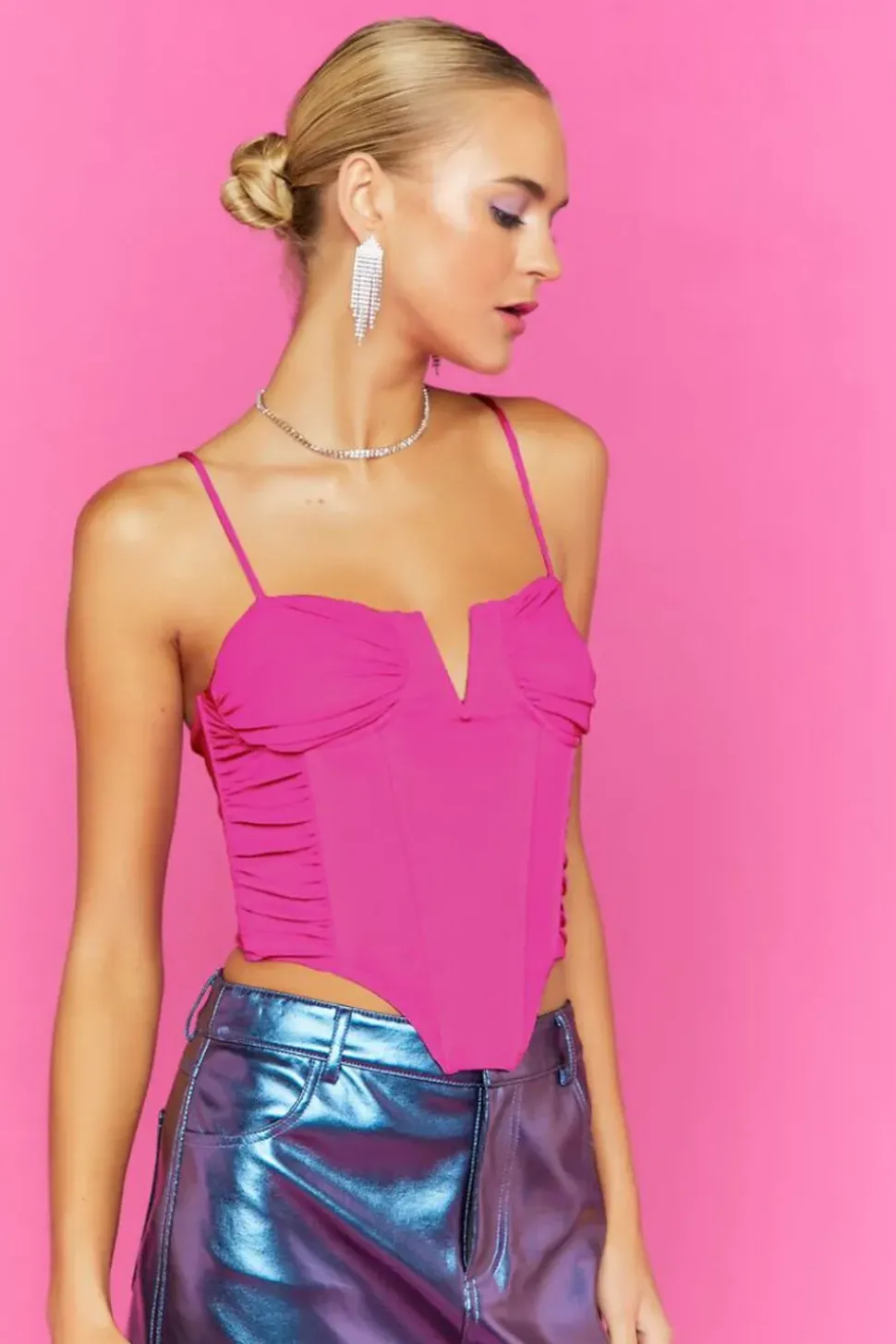 Ruched Mesh Bustier Cami