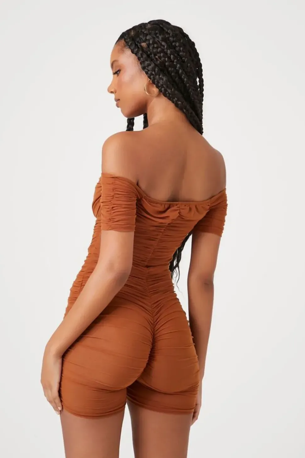 Ruched Mesh Sweetheart Romper