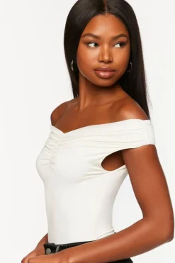 Ruched Off-The-Shoulder Bodysuit