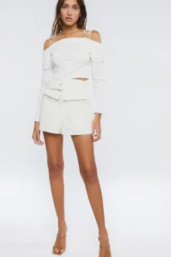 Ruched Off-The-Shoulder Crop Top
