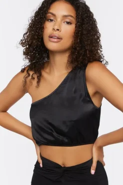 Ruched One-Shoulder Crop Top