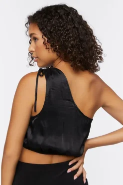 Ruched One-Shoulder Crop Top