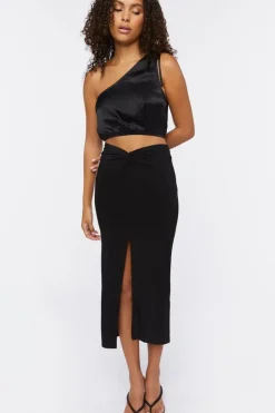 Ruched One-Shoulder Crop Top