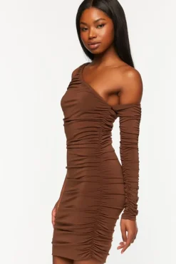 Ruched One-Shoulder Mini Dress